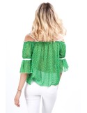 Grüne Bluse mit nackten Schultern MP28855 – Online-Shop – Boutique